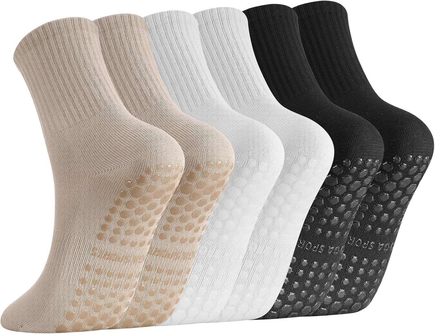 3 Pairs Non Slip Pilates Socks with Grips for Women, Yoga Grip Socks for Yoga, Barre, Dance, Ballet, Fitness