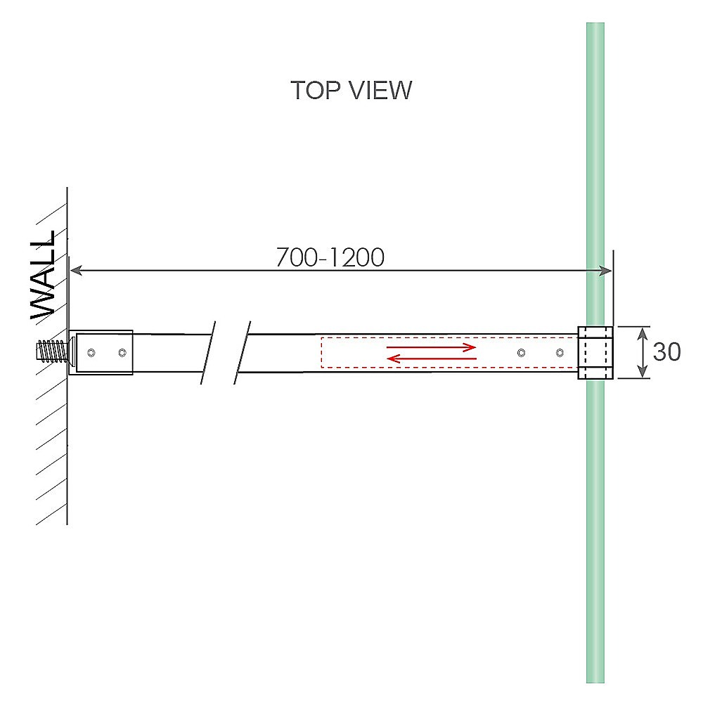 Glass Shower Screen Round Stabilising Pole in White — image 4