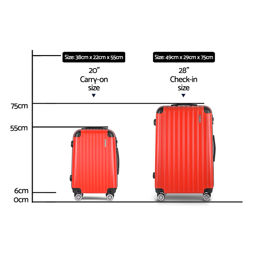 Wanderlite 20-28 Inch Luggage 2Set with TSA Lock Spinner Carry On Hard Shell Travel Suitcase Luggage Case Red β image 2