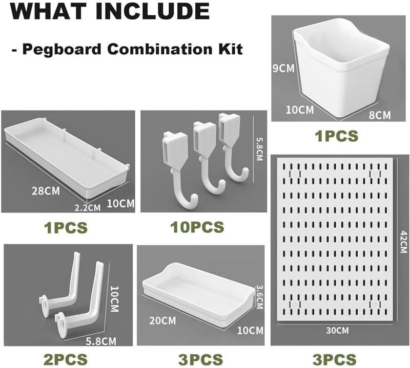 CARLA HOME Pegboard Wall Organizer Kit with 3 Modular Panels & 17 Accessories for Office, Gaming & Craft Storage — image 2