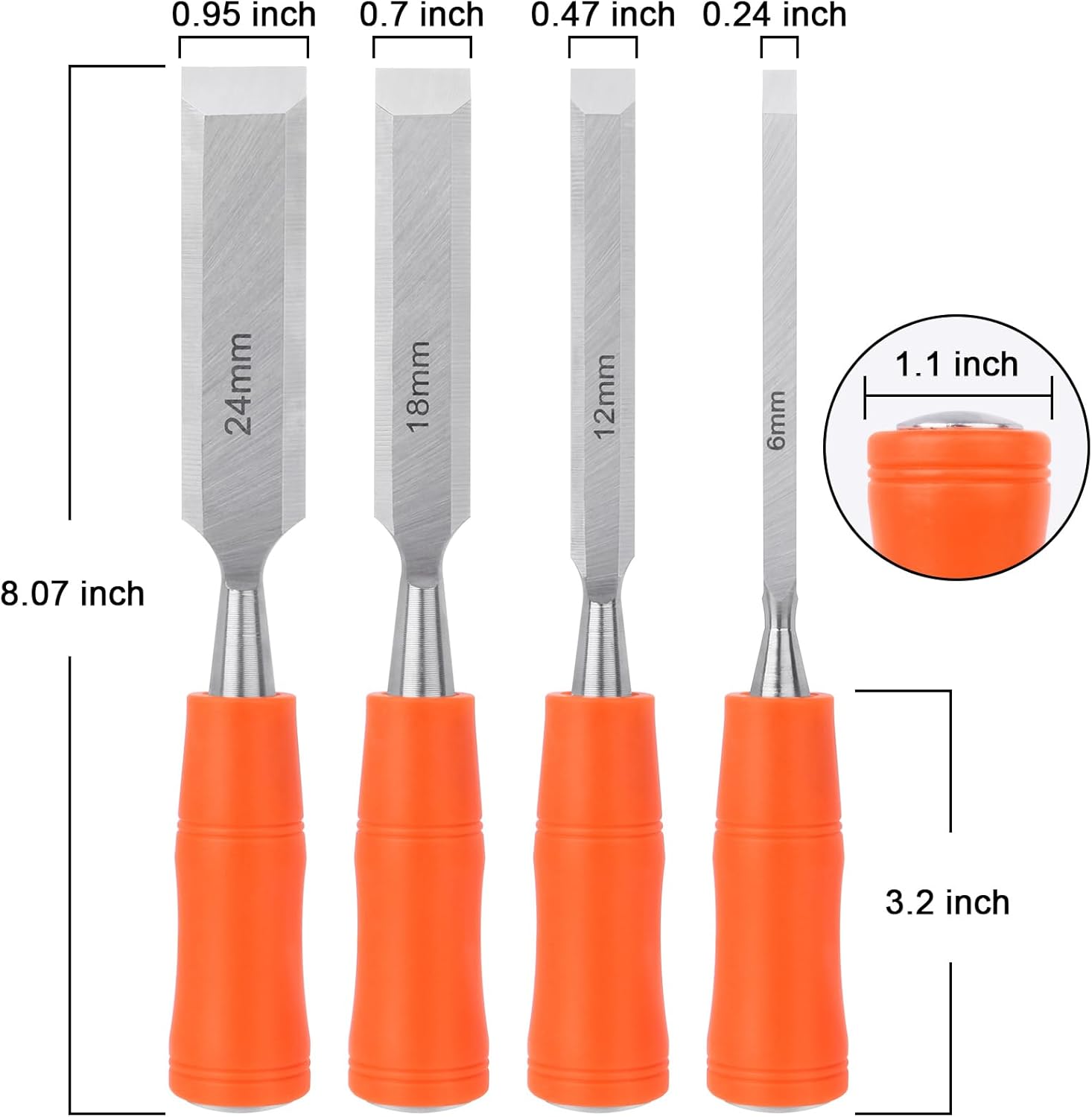 4 Piece Wood Chisel Sets Woodworking Tools Set, Wood Chisels for Woodworking + Silicone Soda Can Cover Lids, Pop Can Covers — image 2