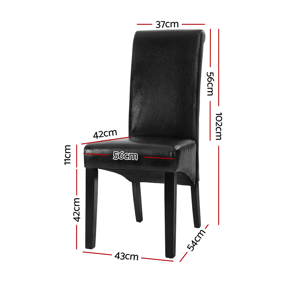 Artiss Dining Chairs Set of 2 Leather Parsons Chair Black — image 2