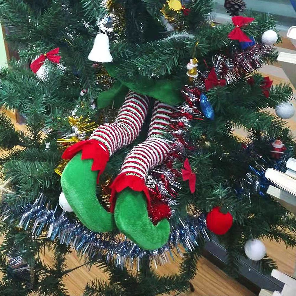 Christmas Santa Elf Legs Plush Stuffed Feet with Shoes Christmas Tree Decorative Ornament Christmas Decoration β image 6