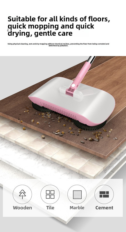 2-in-1 Manual Push Sweeper & Mop with Two Original Clothes - Handheld Floor Cleaner with Sealed Dustbin - Lightweight Cordless Design for Hardwood, Tile, and โ image 4