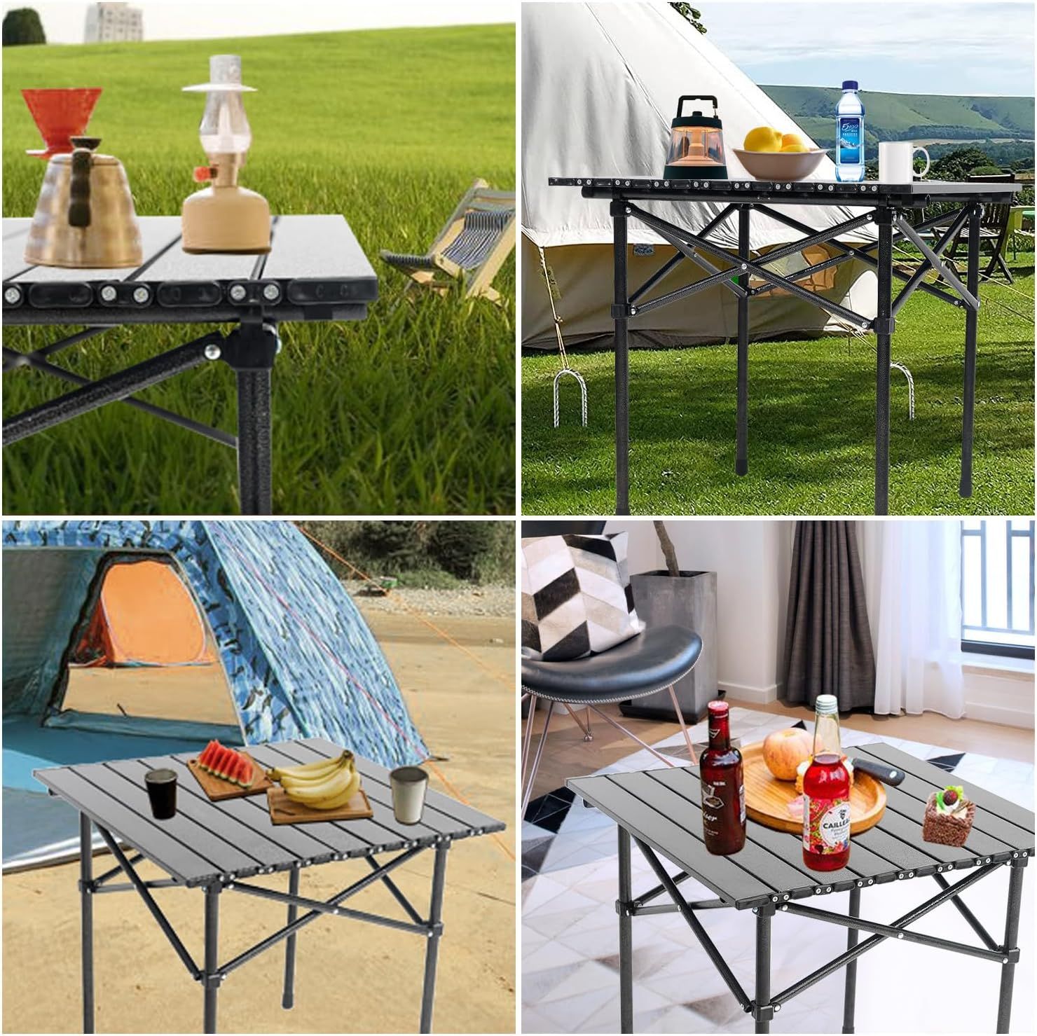 Foldable Aluminium Camping Side Table with Carry Bag, Lightweight Table for Cooking, Hiking, Picnics and BBQs, Black, 53.6 x 51.1 x 50 cm — image 6
