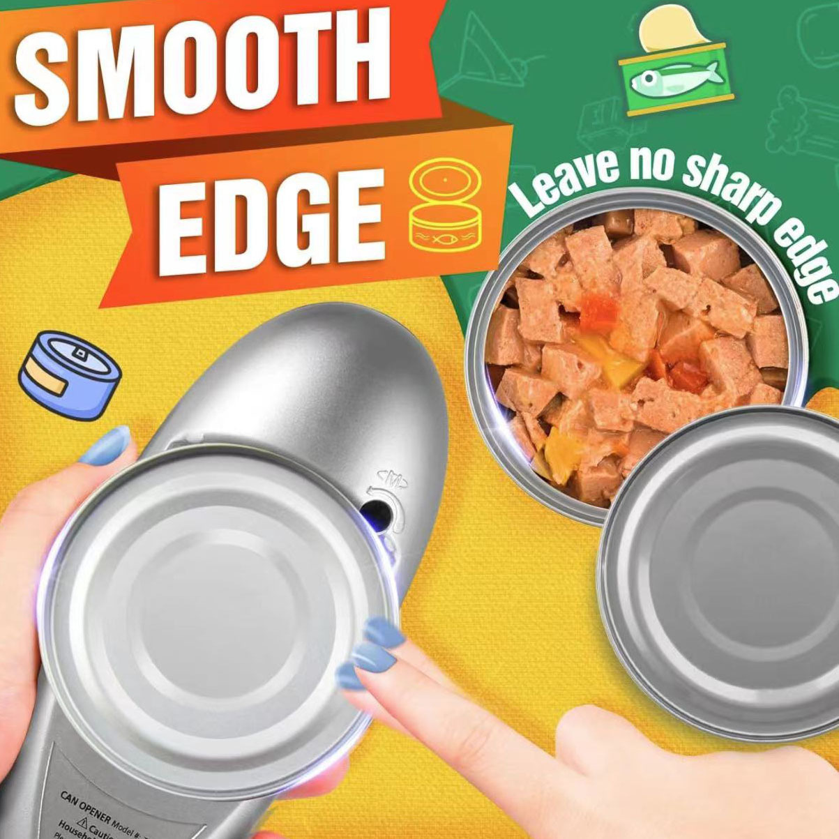 2pc One-Touch Electric Can Opener - Automatic Hands-Free Operation with Safety Smooth Edge(silver) โ image 3