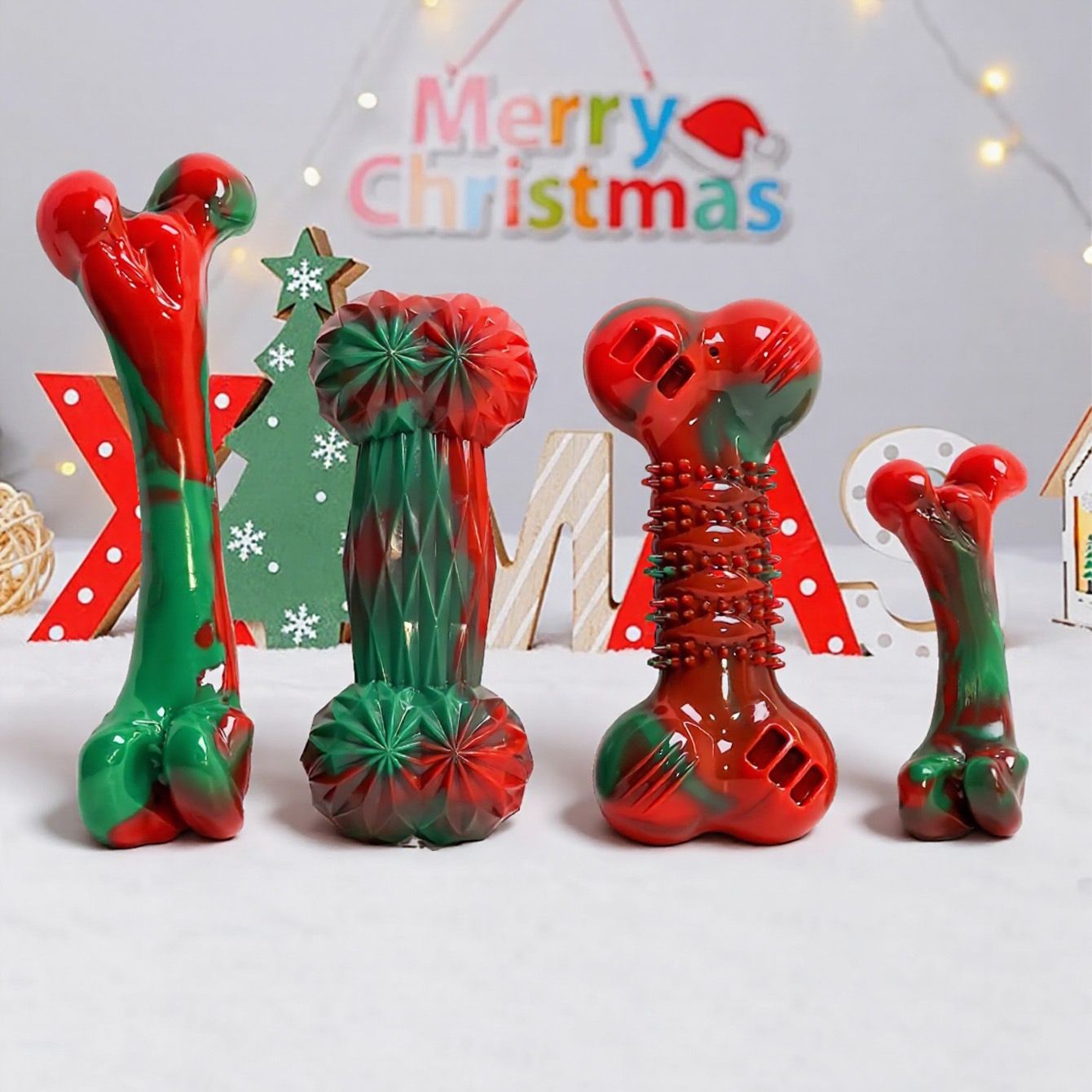 Festive Christmas Dog Chew Bone Toy – Durable Hard Plastic Dental Care Stick for Aggressive Chewers, Interactive Holiday Play & Teeth Cleaning, Santa's Little — image 6