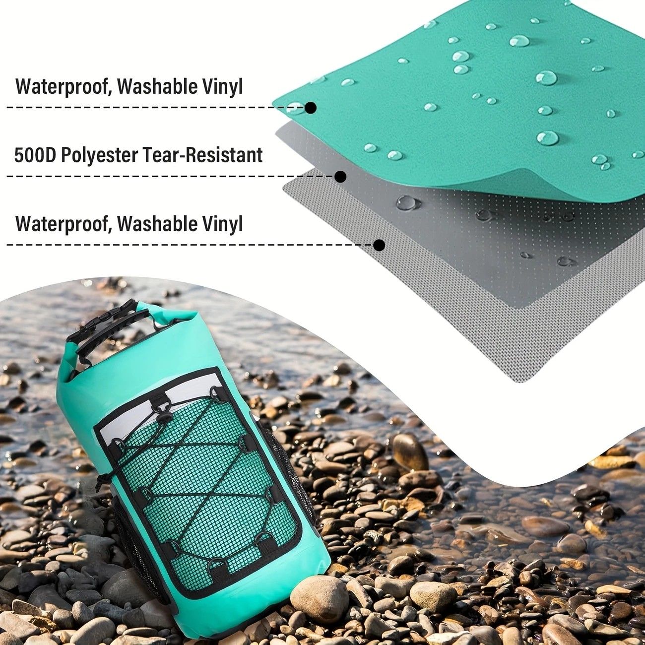 25L Large Capacity Waterproof Backpack Double Layer Rainproof Dry Wet Separation Abrasion Resistant Night Reflective for Outdoor Camping Kayaking Surfing — image 4