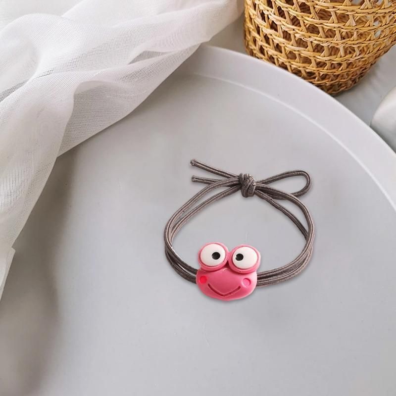 Cartoon Hair Rubber Hair Ring Frog Head Rope Hand Strap Couples Girl Hair Rope - Pink โ image 6
