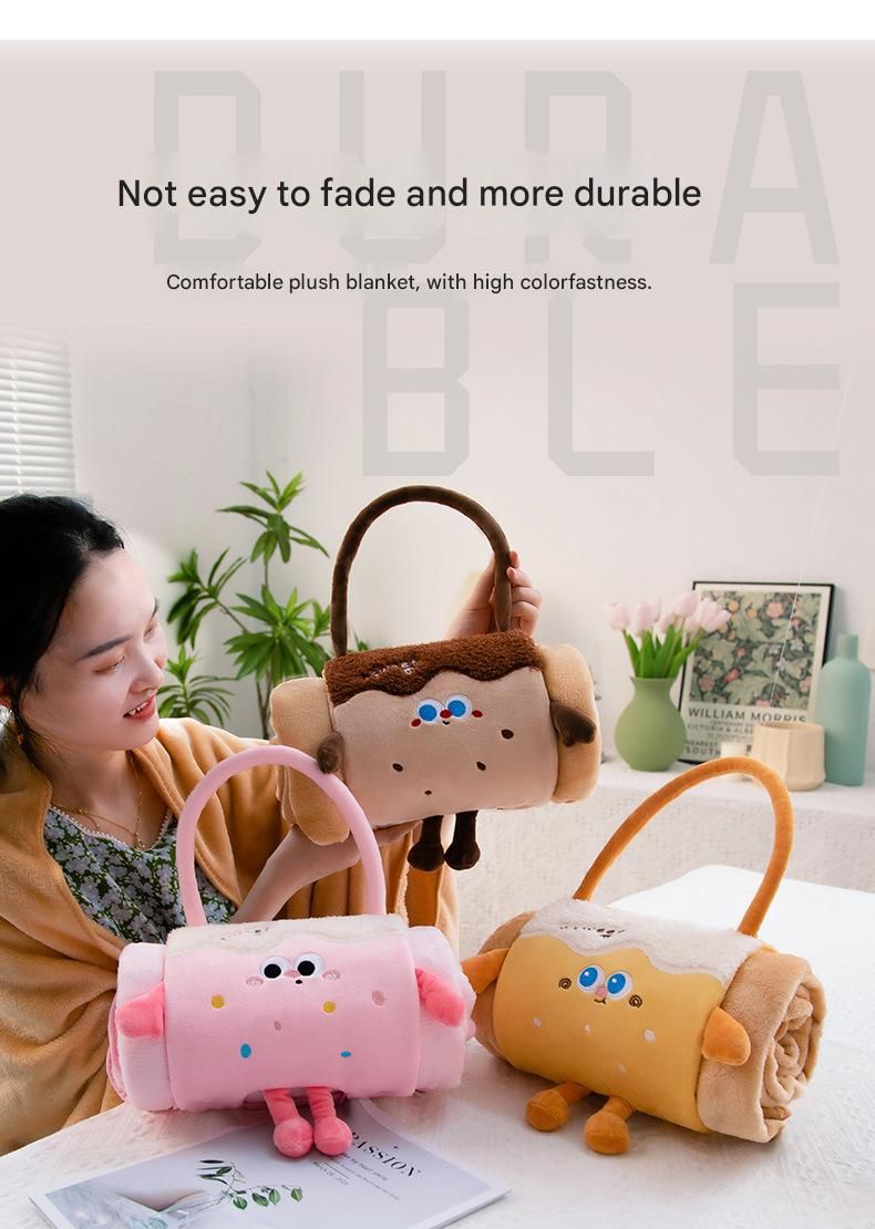 Brown Puppy 80*100cm Cartoon Hand-Carry Roll-Up Blanket - Plush Flannel Nap Blanket with Pillow Function, Portable Office & Travel Throw for Home, Car, and — image 6