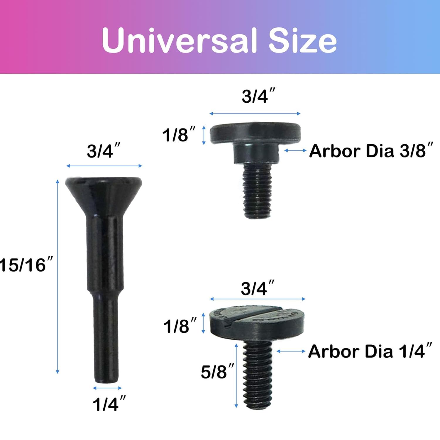 Cut-Off Wheel Mounting Mandrel Holder 3/8" & 1/4" Arbor Hole with 1/4" Shaft Stem for Die Grinder Accessories Drill Rotary Tool(3 Pack) — image 2