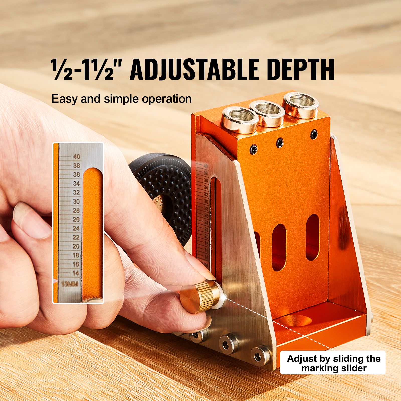 30 Pcs Pocket Hole Jig Kit, Adjustable & Easy to Use Pocket Hole Jig System with Step Drills, Wrenches, Drill Stop Rings, and Square Drive Bits, Dual Scale — image 3