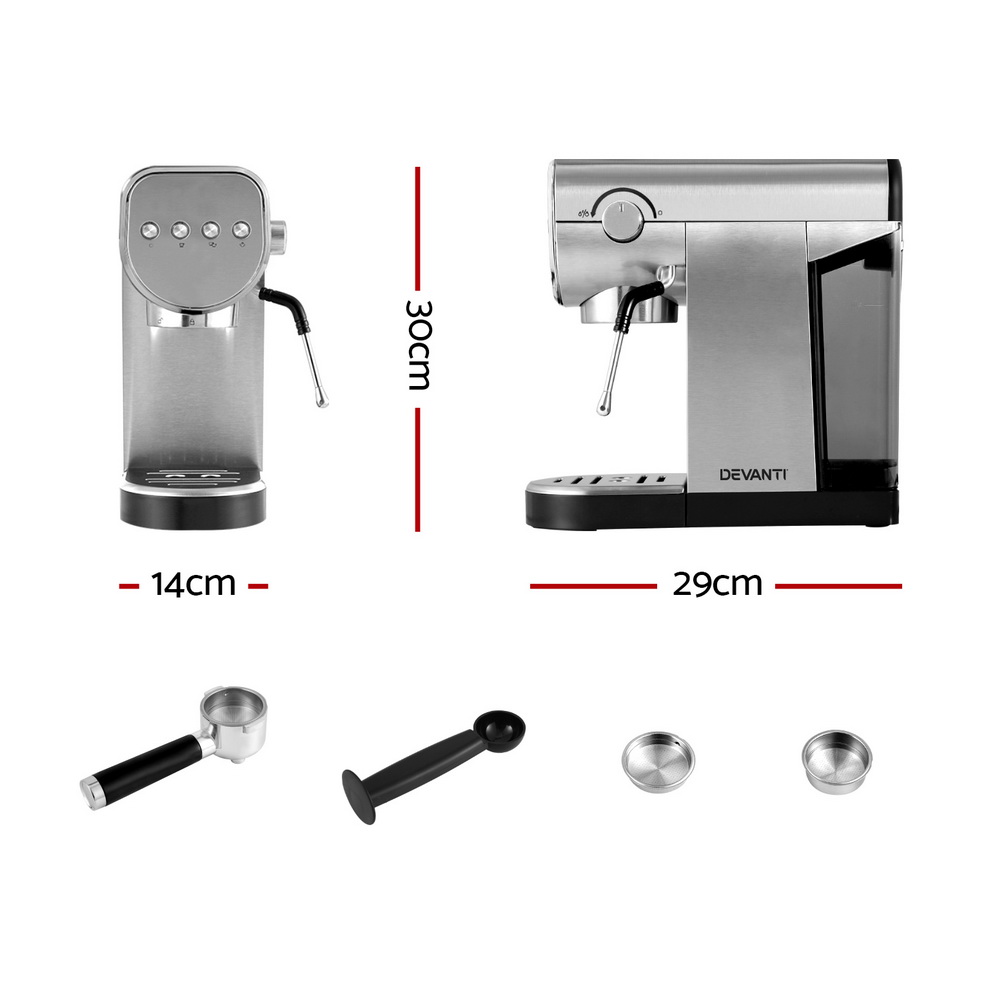Devanti 20 Bar Coffee Machine Espresso Cafe Maker โ image 2