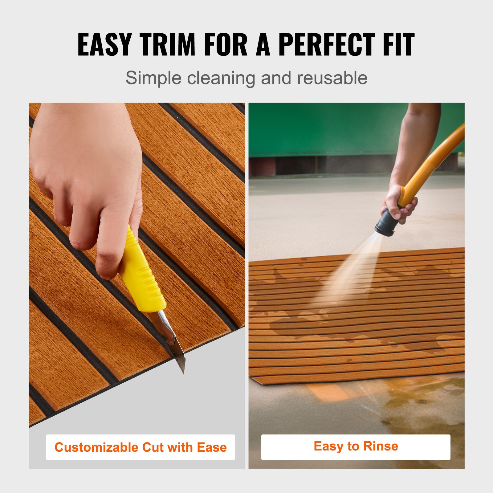 Boat Flooring, EVA Foam Boat Decking 94.5" x 46", Non-Slip Self-Adhesive Flooring, 29.9 sq.ft Marine Carpet for Boats, Yacht, Pontoon, Kayak Decking — image 5