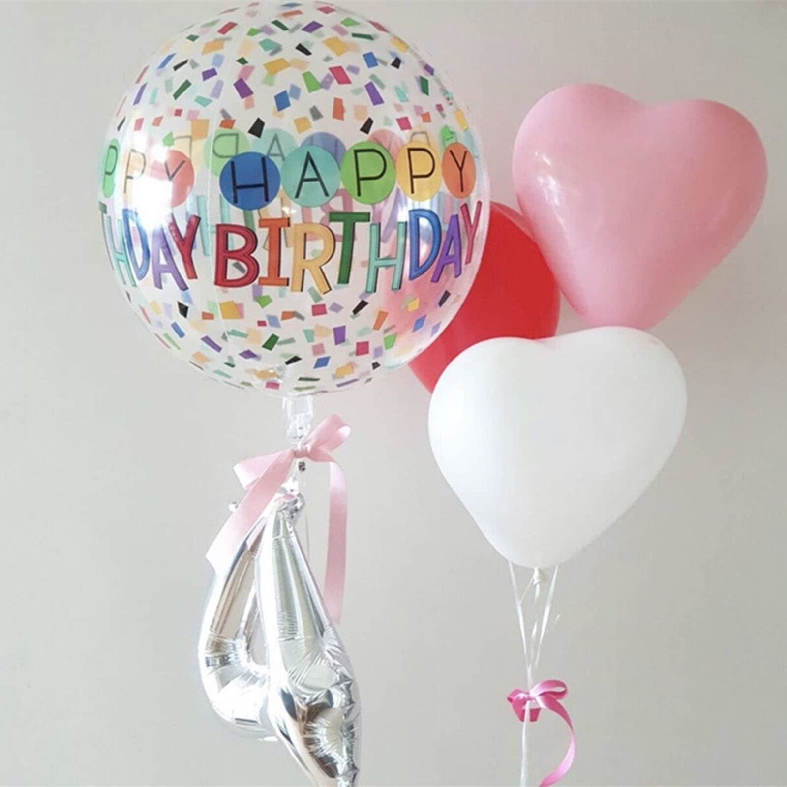 20pcs Large polyester film Happy Birthday balloon Round 4D Birthday balloon Rainbow helium foil Colorful confetti balloon — image 2