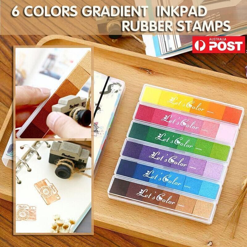 Gradient Color Ink Pad Inkpad Rubber Stamp Water Based Diy Finger Print 10 Colours - C2 — image 2