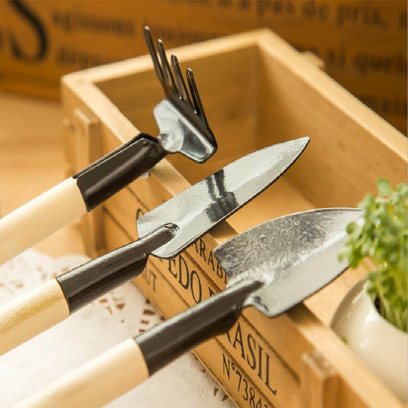 Mini Gardening Tools, 3pcs Portable Garden Hand Tools Set, Miniature Gardening Rake Trowel and Shovel for Seedlings (3pcs) — image 3