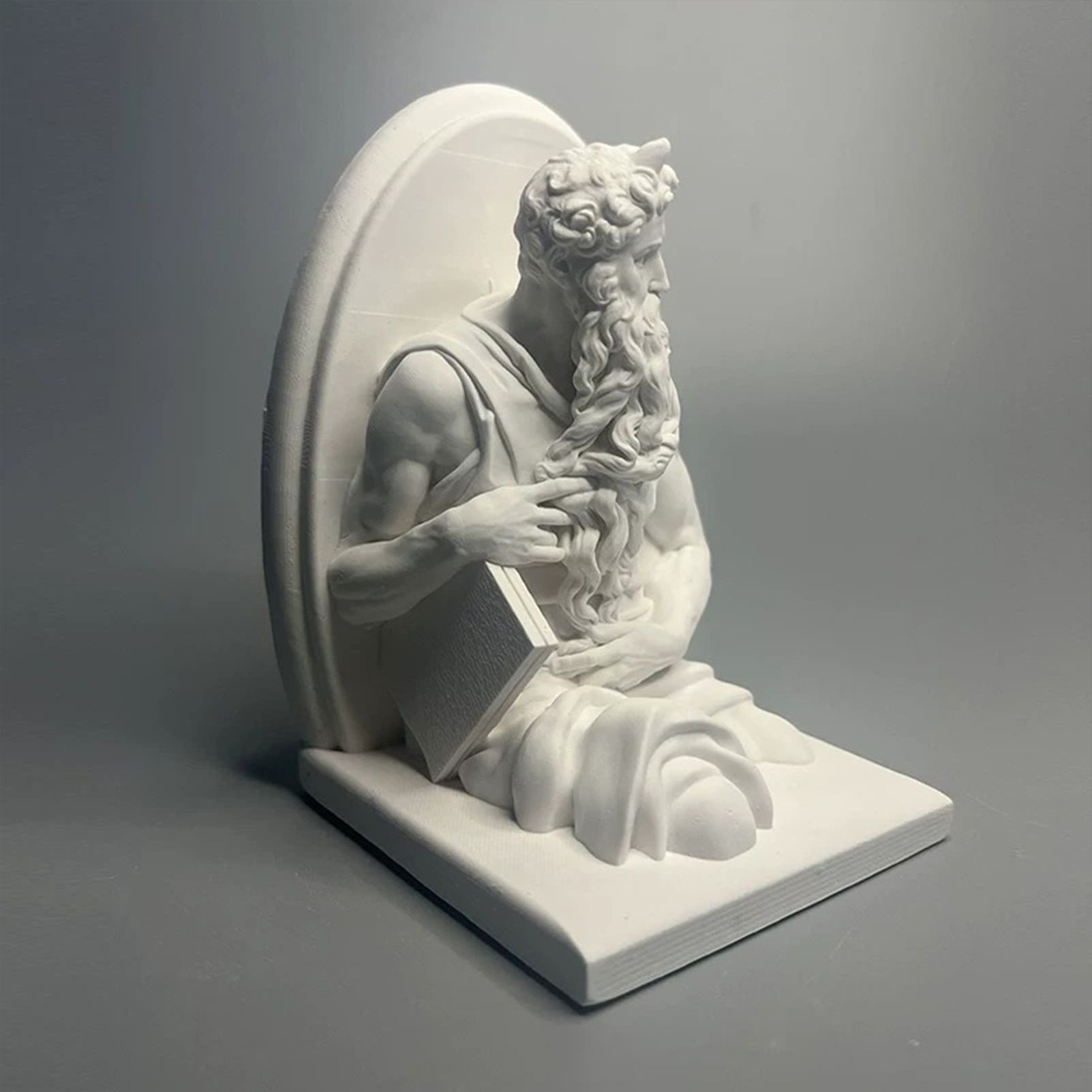 Classic Moses Statue – High-Quality Plaster Sculpture of Prophet Moses with Tablets – Elegant White Art Decor for Home, Office, & Study – Perfect Gift for Art — image 2