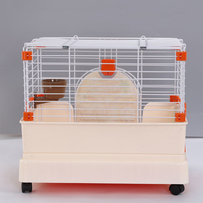YES4PETS Small Orange Pet Rabbit Cage Guinea Pig Crate Kennel With Potty Tray And Wheel โ image 3