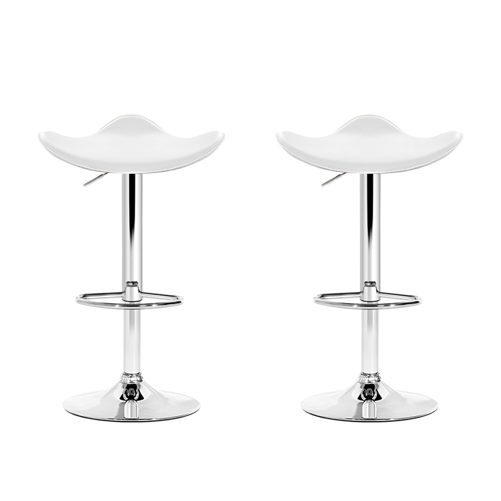 Artiss 2x Bar Stools Leather Gas Lift Chair White โ image 3