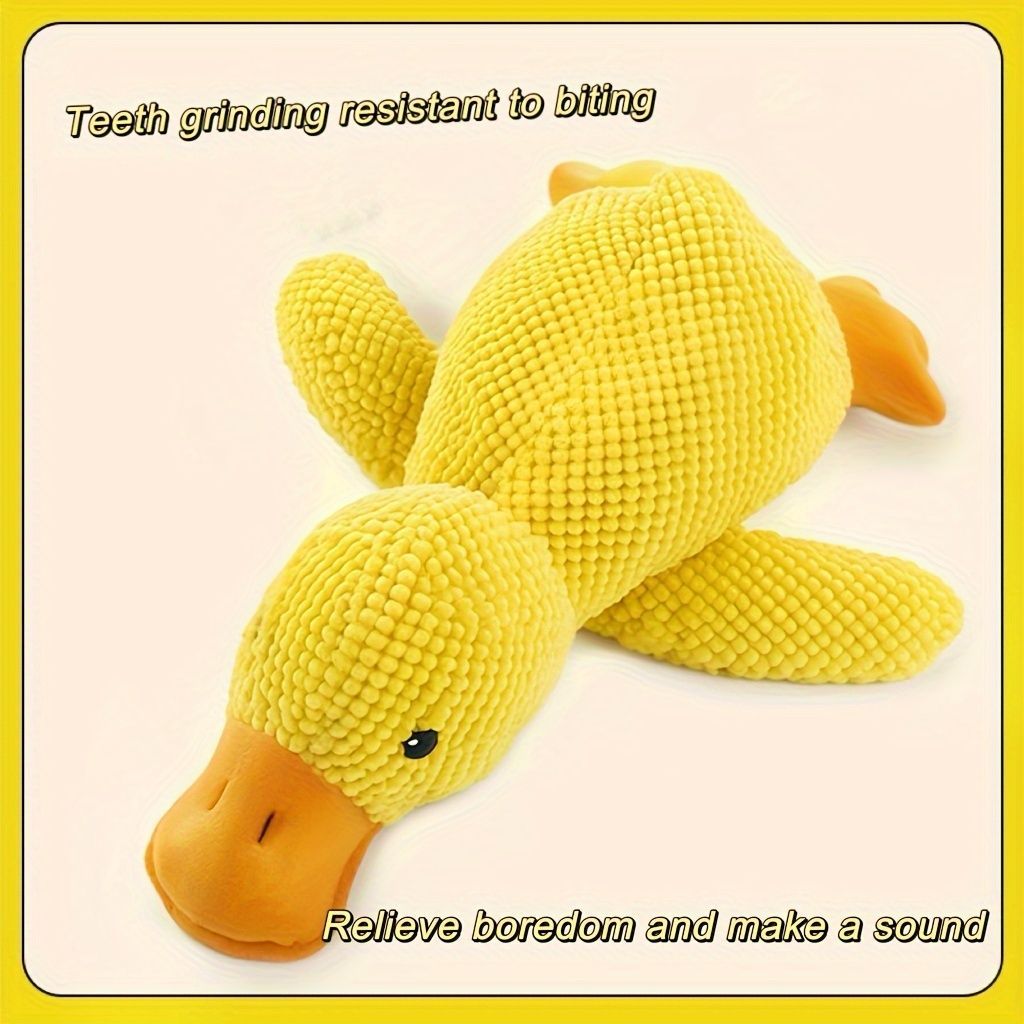 Dog Toy Plush Dog Toy Chew Resistant Toy Squeaky Dog Toy Duck Shaped Dog Toy - Yellow - Size large — image 6