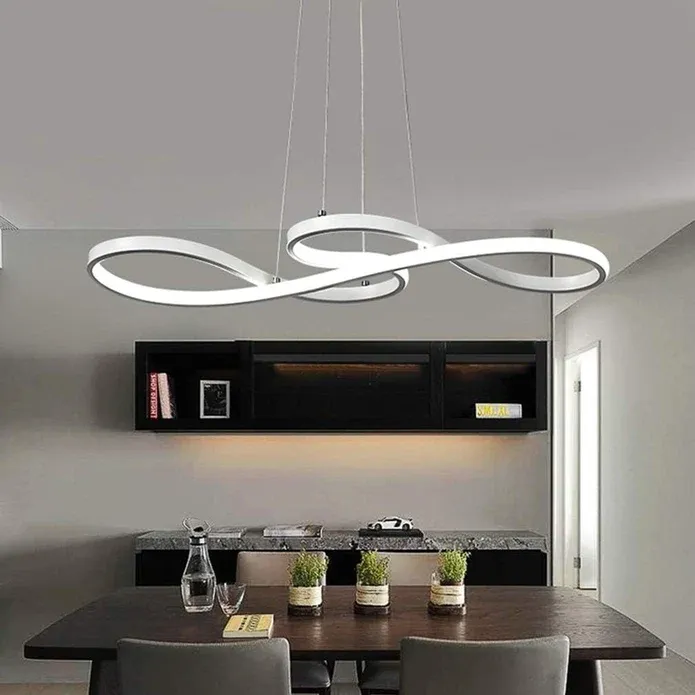 BAMDECOR A022 Modern Designer Infinity LED Chandelier Island Ceiling Pendant Light (120/150cm-Silver) — image 2