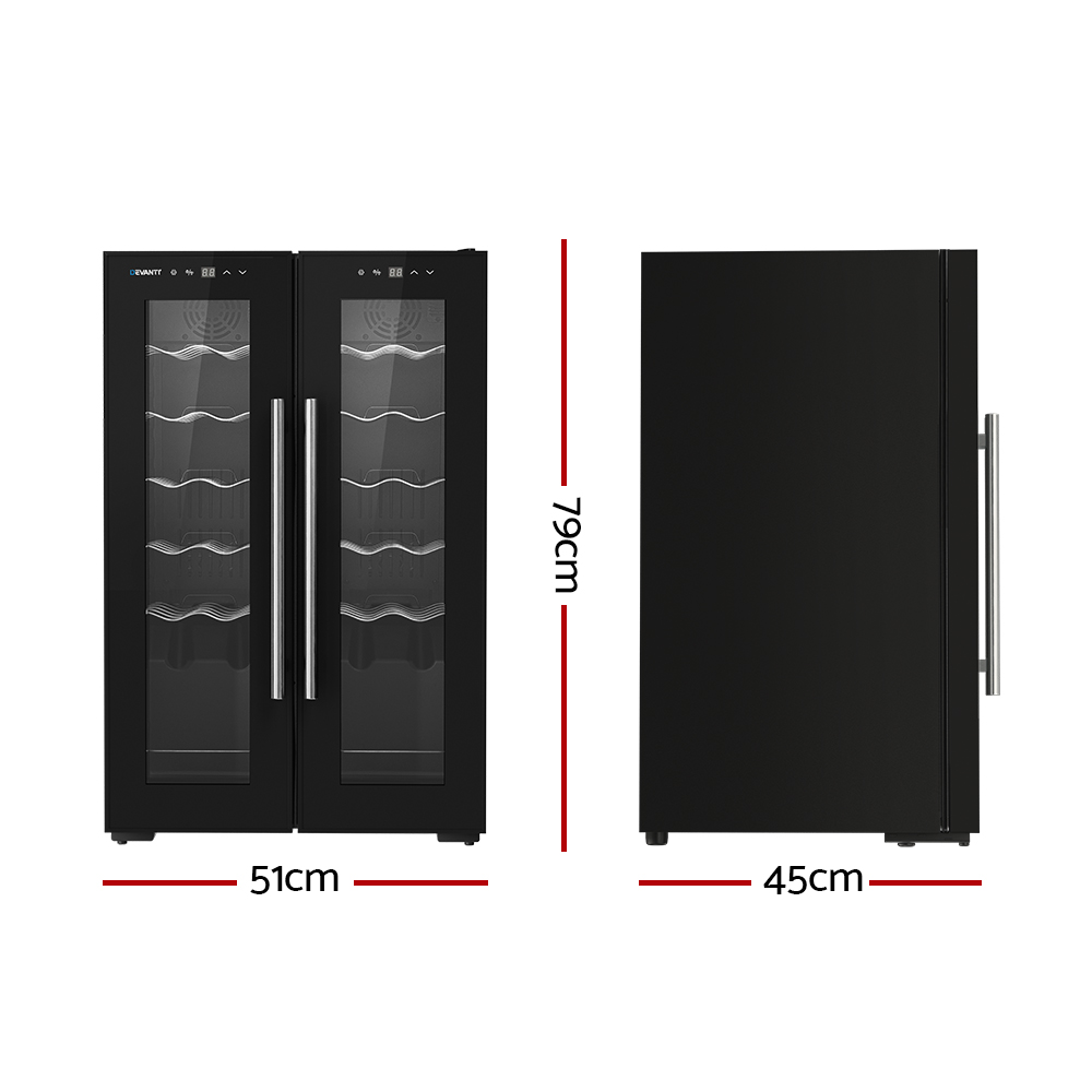 Devanti Wine Fridge Cooler Dual Zone 24 Bottles — image 2
