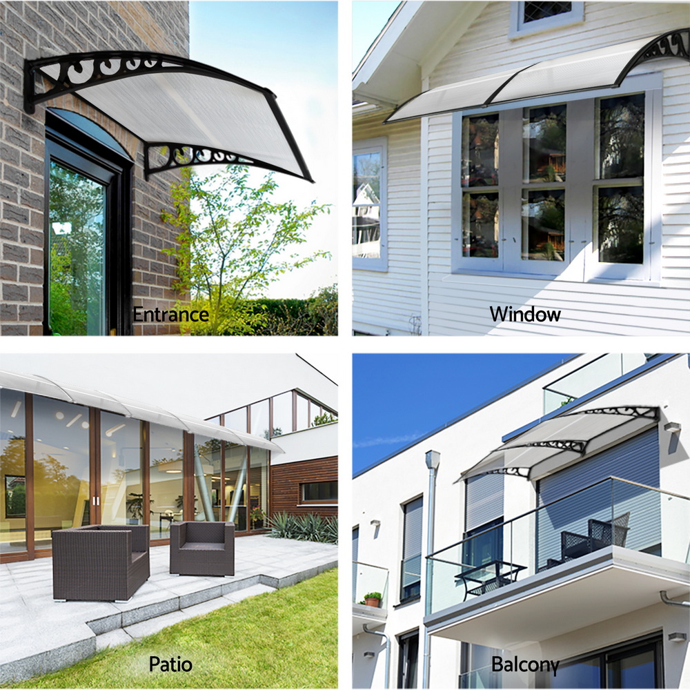 Instahut Window Door Awning 0.8mx1m Transparent โ image 4
