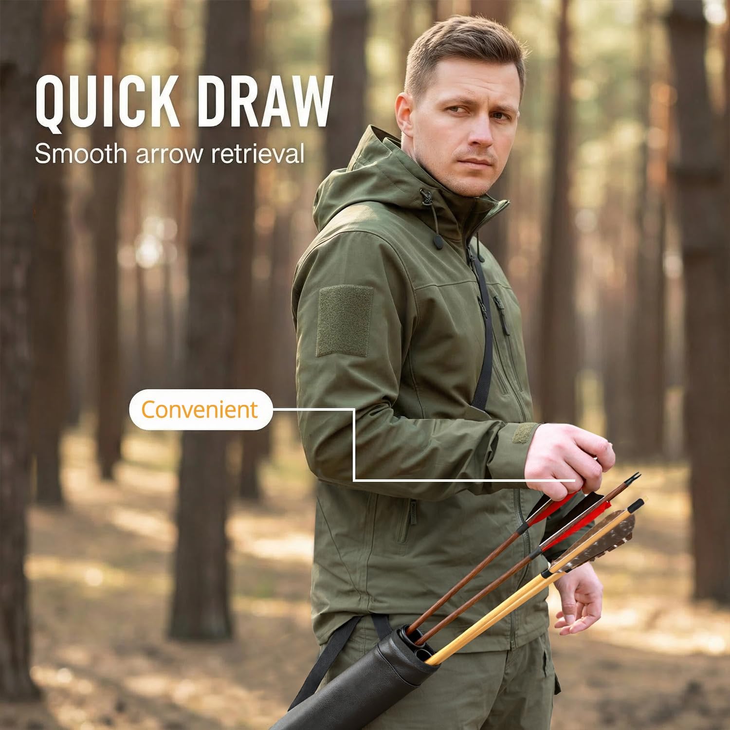 Archery Arrow Quiver Hip Tube with 2-Tubes and Belt Clip Lightweight for Youth Carbon Wooden Crossbow Arrows Holder — image 5