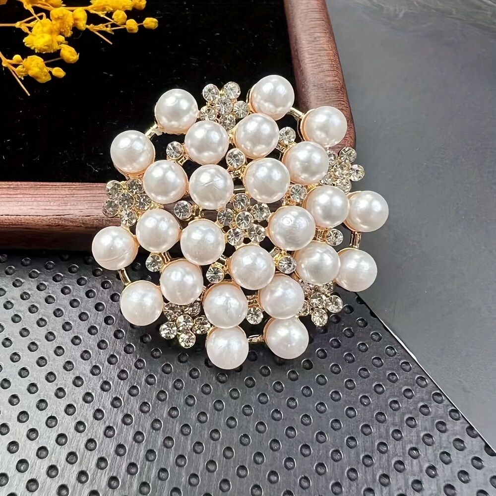 Elegant Women's Pearl Brooch, Floral Crystal and Pearl Brooch for Women's Dance Party Wedding Bride Fashion Jewelry — image 5