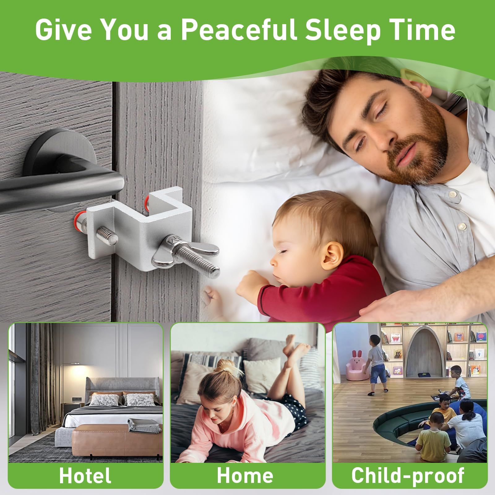 Portable Door Lock Hotel Door Lock for Travelers Security,Door Stoppers Security Locks from Inside for Hotel Apartment Home โ image 4