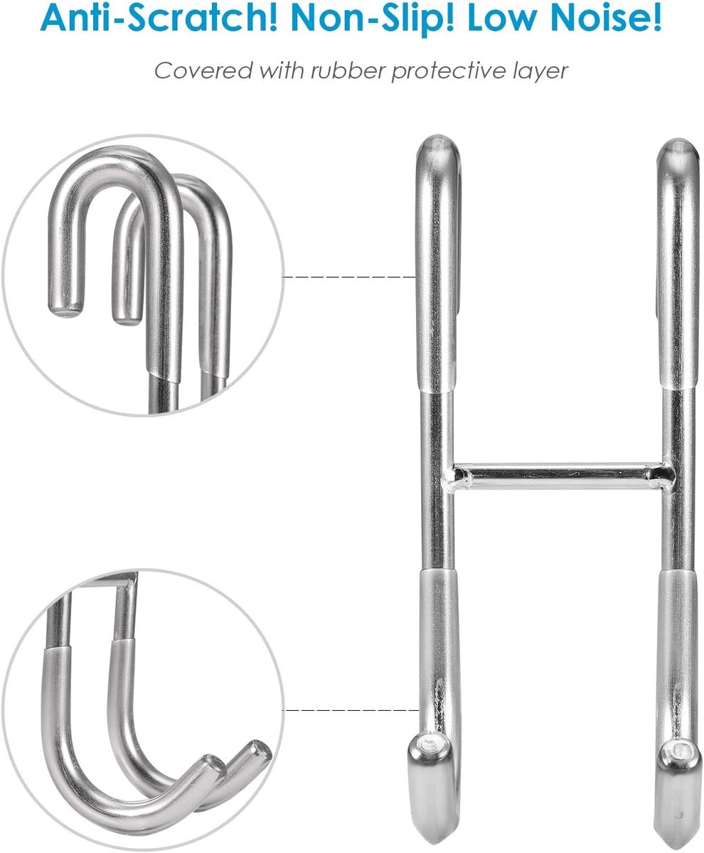 No-Drill Shower Door Hooks - 2-Pack for Rimless Glass Doors - Rubber Scratch Protection — image 3
