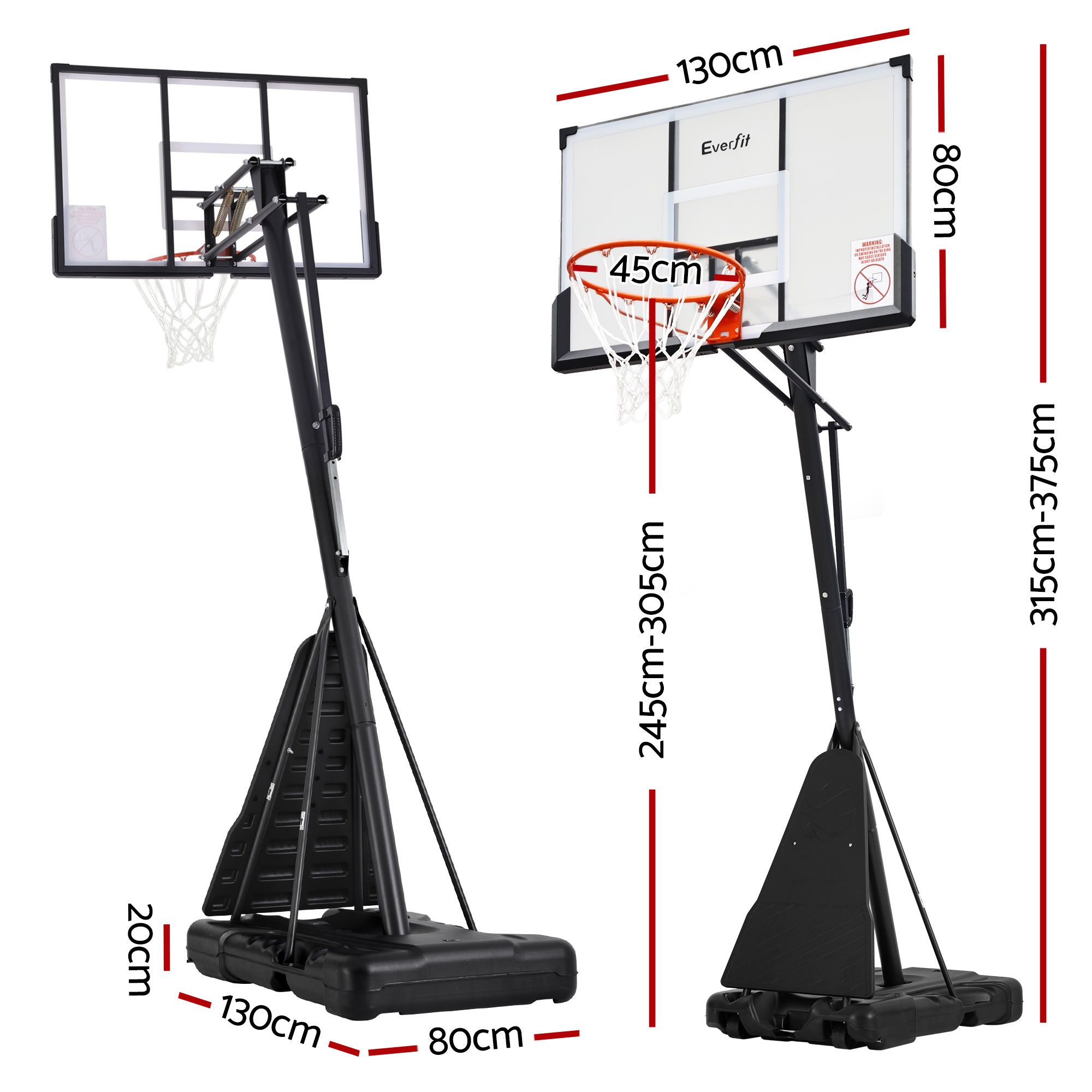 Everfit 3.05M Basketball Hoop Stand System Portable Height Adjustable Net Ring โ image 2