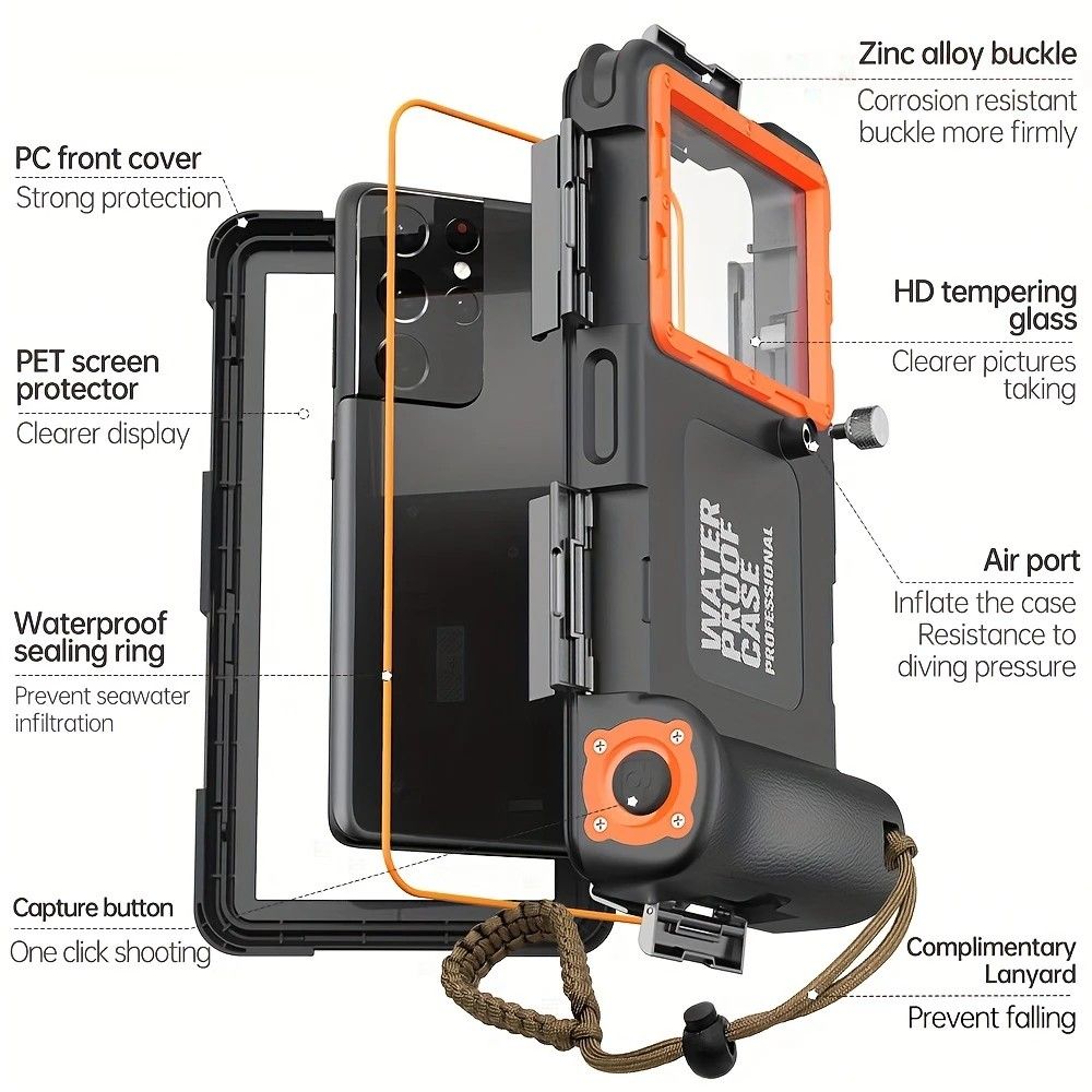 15m Waterproof Phone Case for Diving & Surfing - 1 Hour Underwater Shooting, Dual Seal, Zinc Alloy Buckle, Fits iPhone Samsung Xiaomi up to 6.9 โ image 6