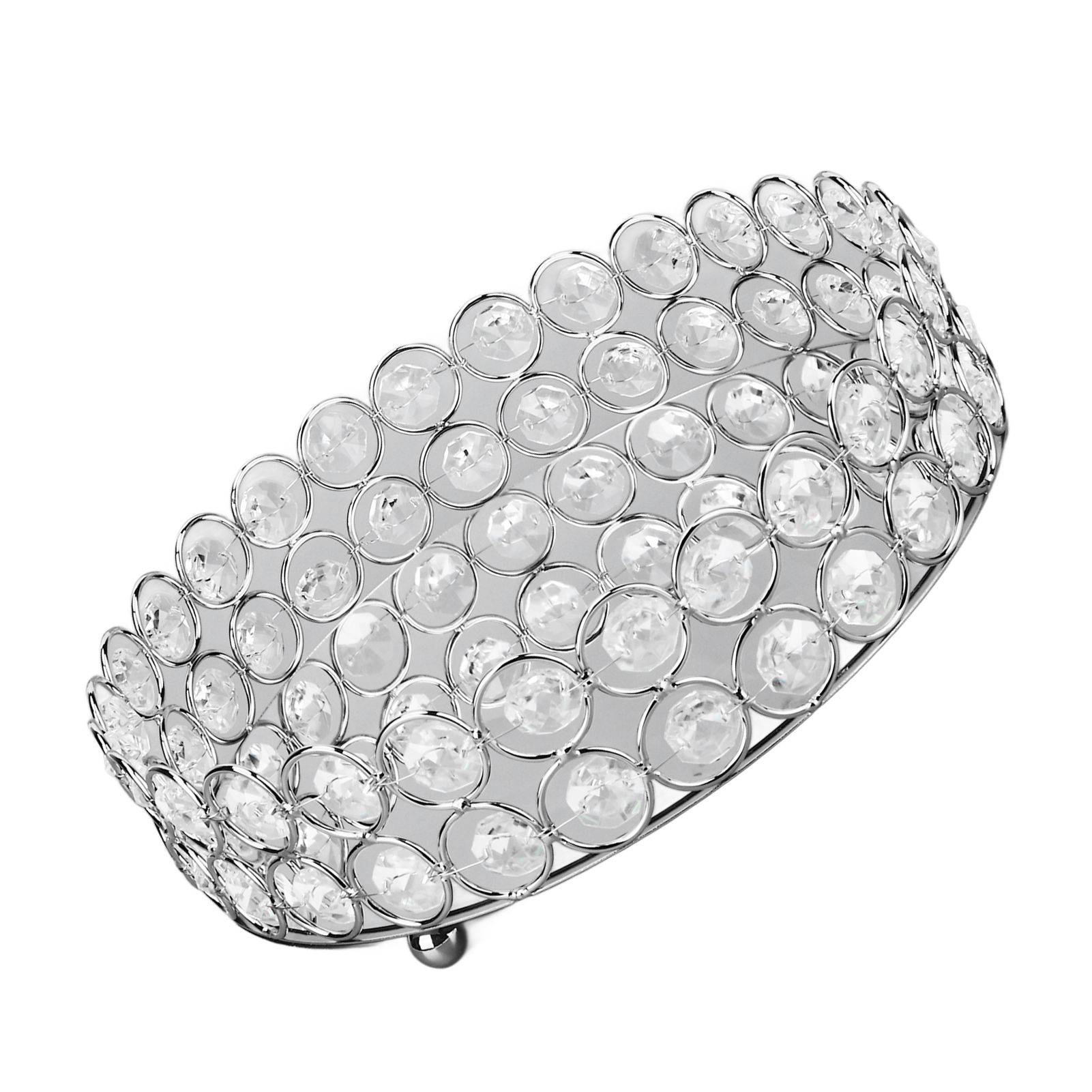 Crystal Cosmetic Makeup Tray 8in Round Display Tray Mirrored Metal Welded Structure for Food Perfume Jewelry Wine Silver โ image 5