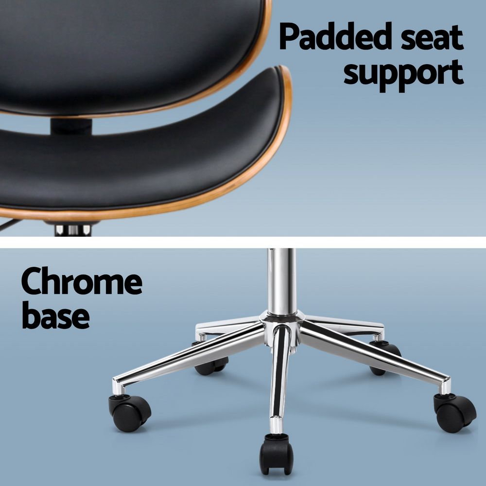 Artiss Wooden Office Chair Leather Seat Black — image 6
