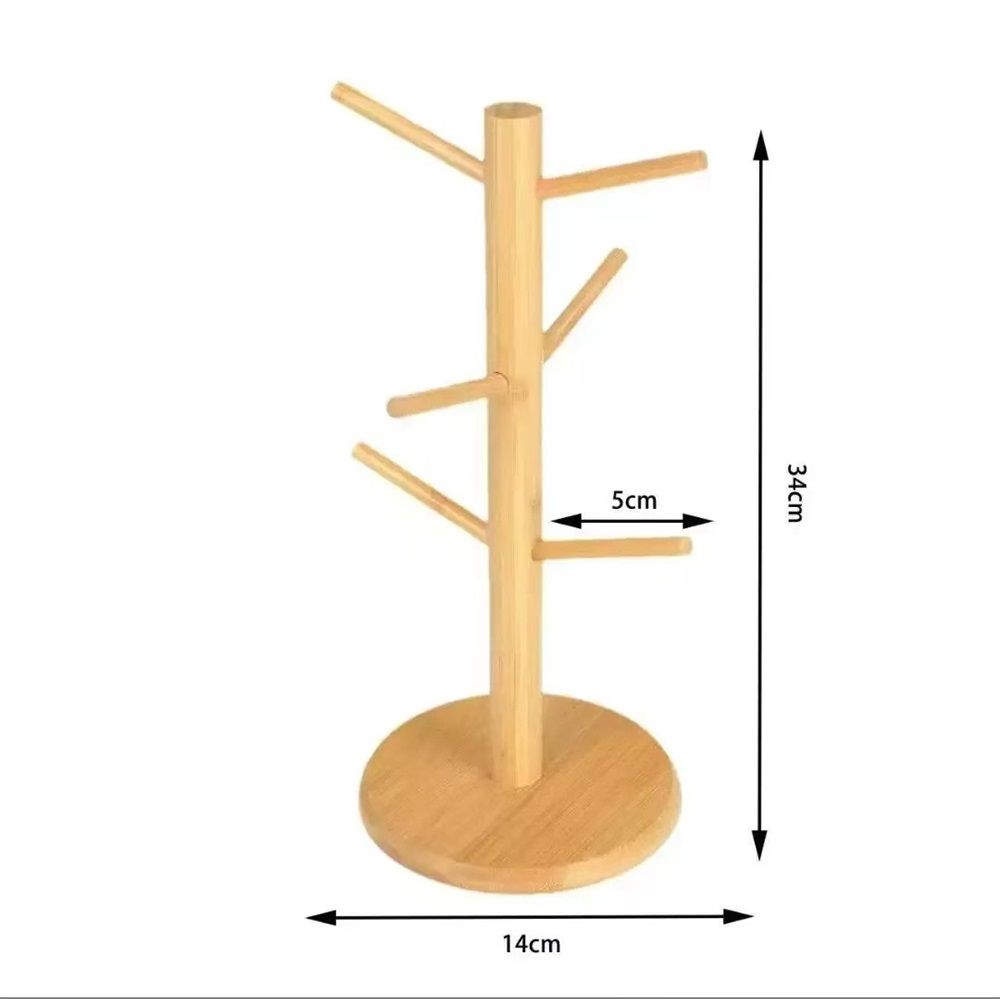 Mug Holder Tree, Coffee Cup Holder with 6 Hooks, Hanger Coffee Bar Organizer Display Stand for Kitchen Counter Dinnerware Storage(Nature) — image 4