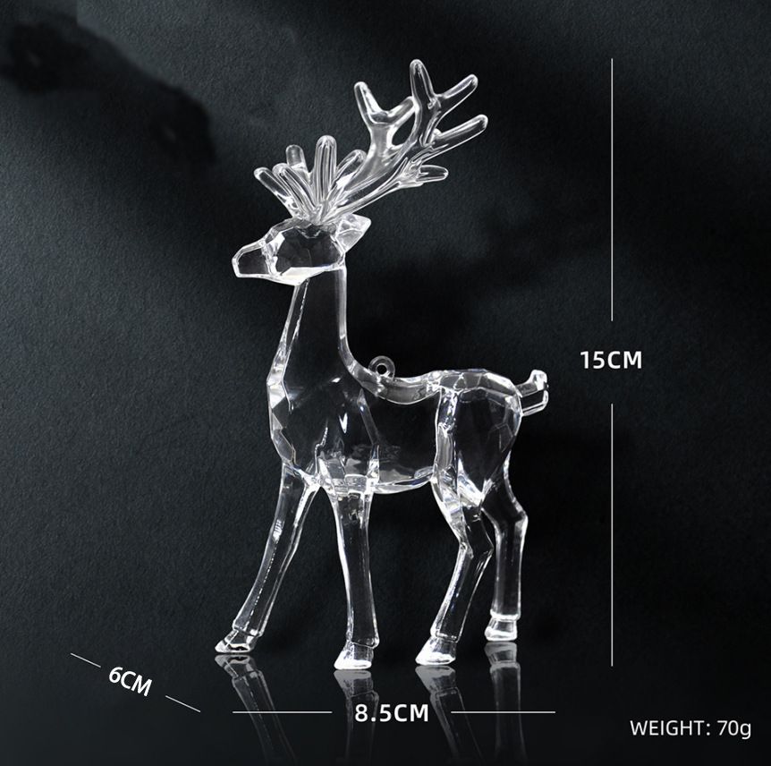 5pcs Christmas Reindeer Ornaments Acrylic Reindeer Deer Figurine Glass Collection Ornament Statue Animal Collectible Standing — image 4