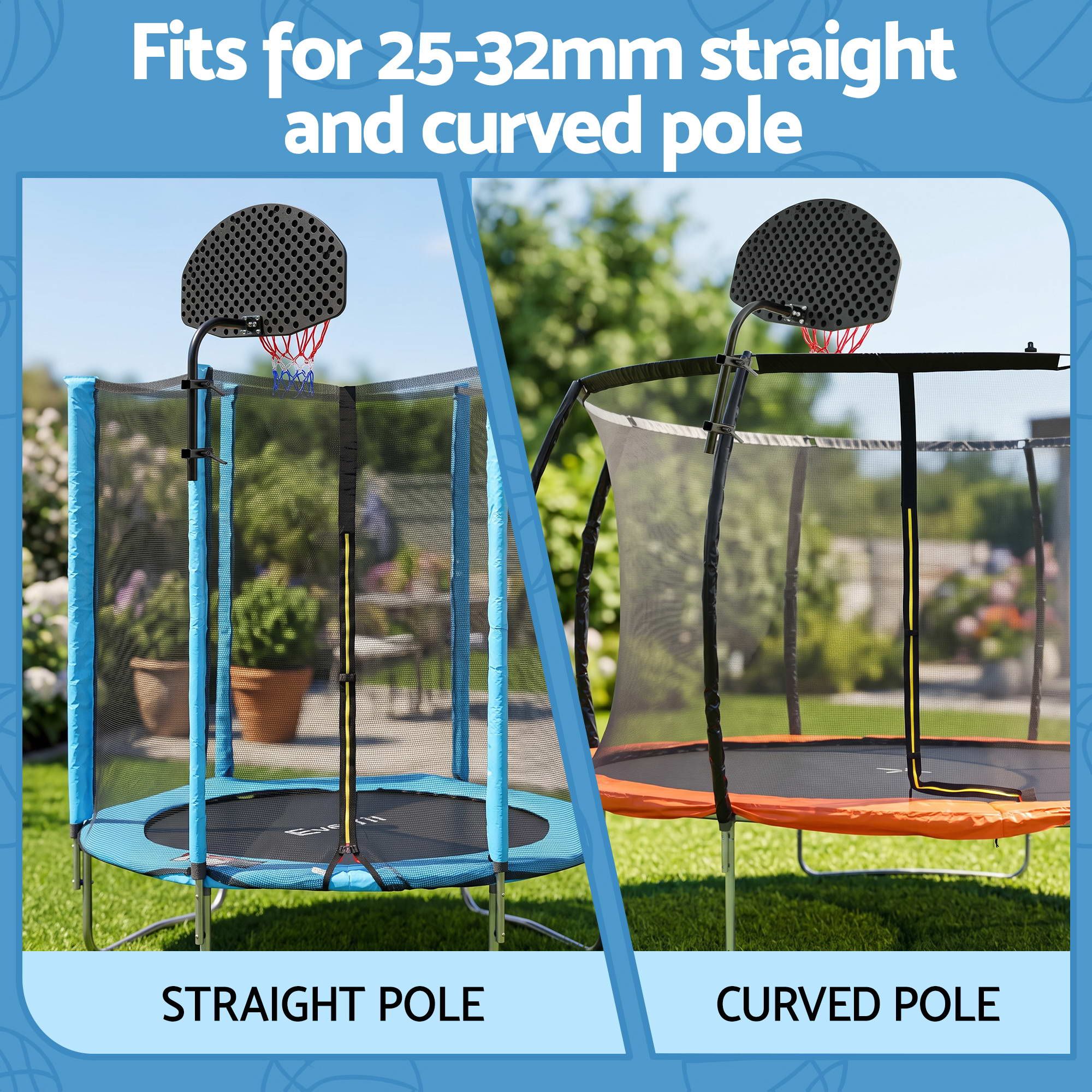 Everfit Kids Basketball Hoop with Ball and Pump Fit for Trampoline 25mm-32mm Poles Black โ image 4