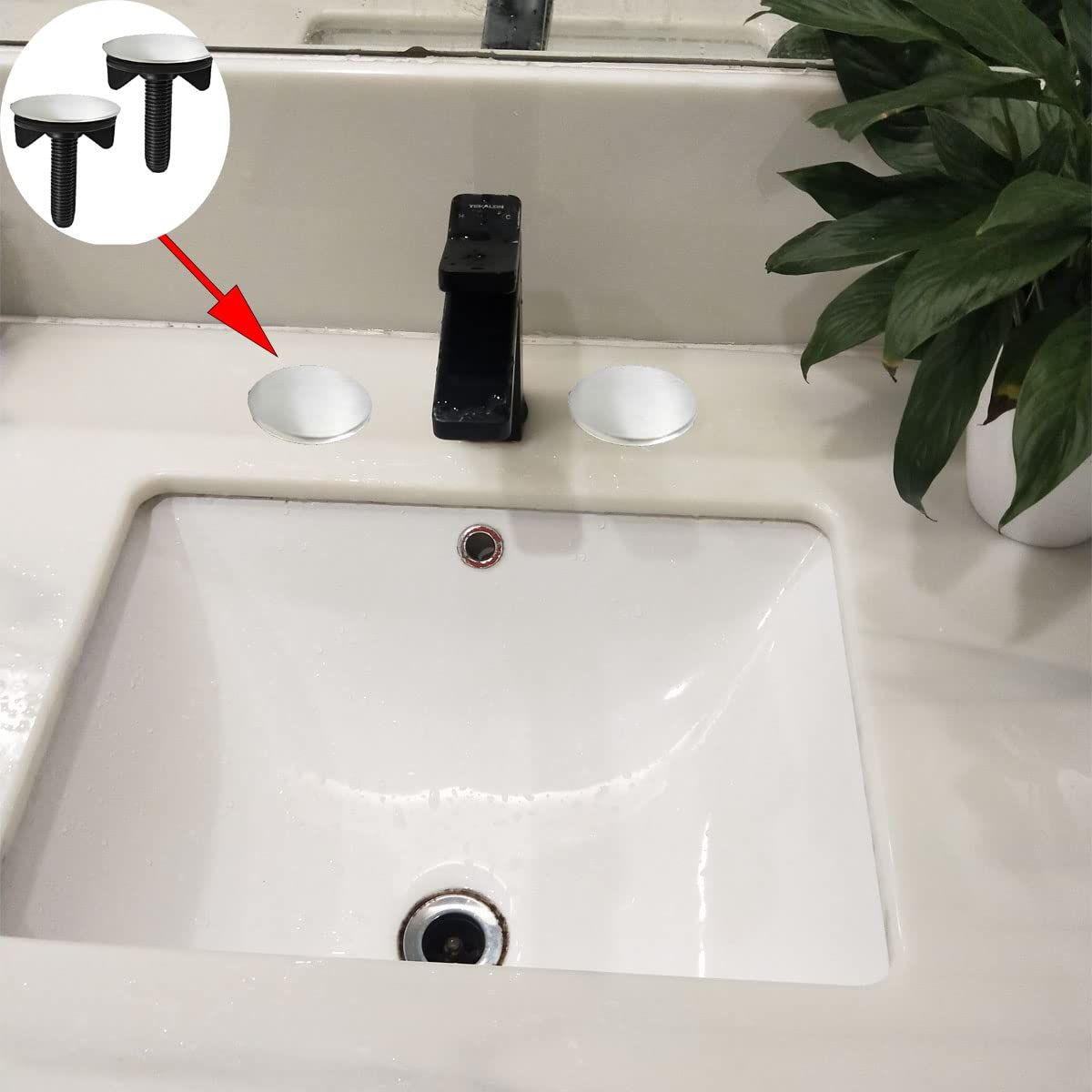 2 Pieces Faucet Hole Cover Sink Hole Cover Kitchen Sink Tap Hole Cover Soap Dispenser Cover(0.47 to 1.57 Inch in Diameter) — image 4