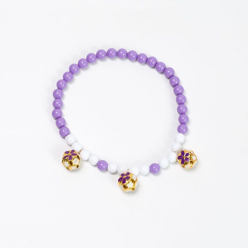 Pet Necklace Pearl Hollow Cat Dog Jewelry 32cm Purple ° Elastic thread...about...32cm