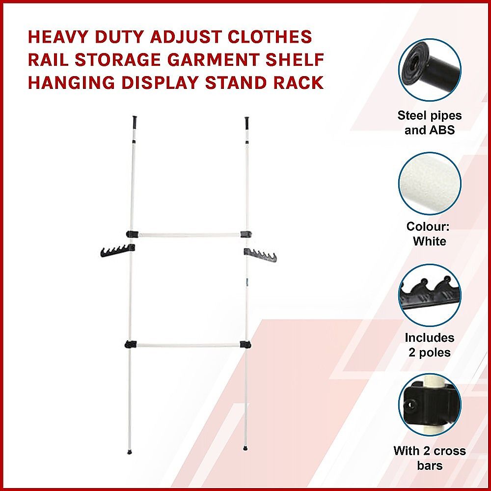 Heavy Duty Adjust Clothes Rail Storage Garment Shelf Hanging Display Stand Rack โ image 3