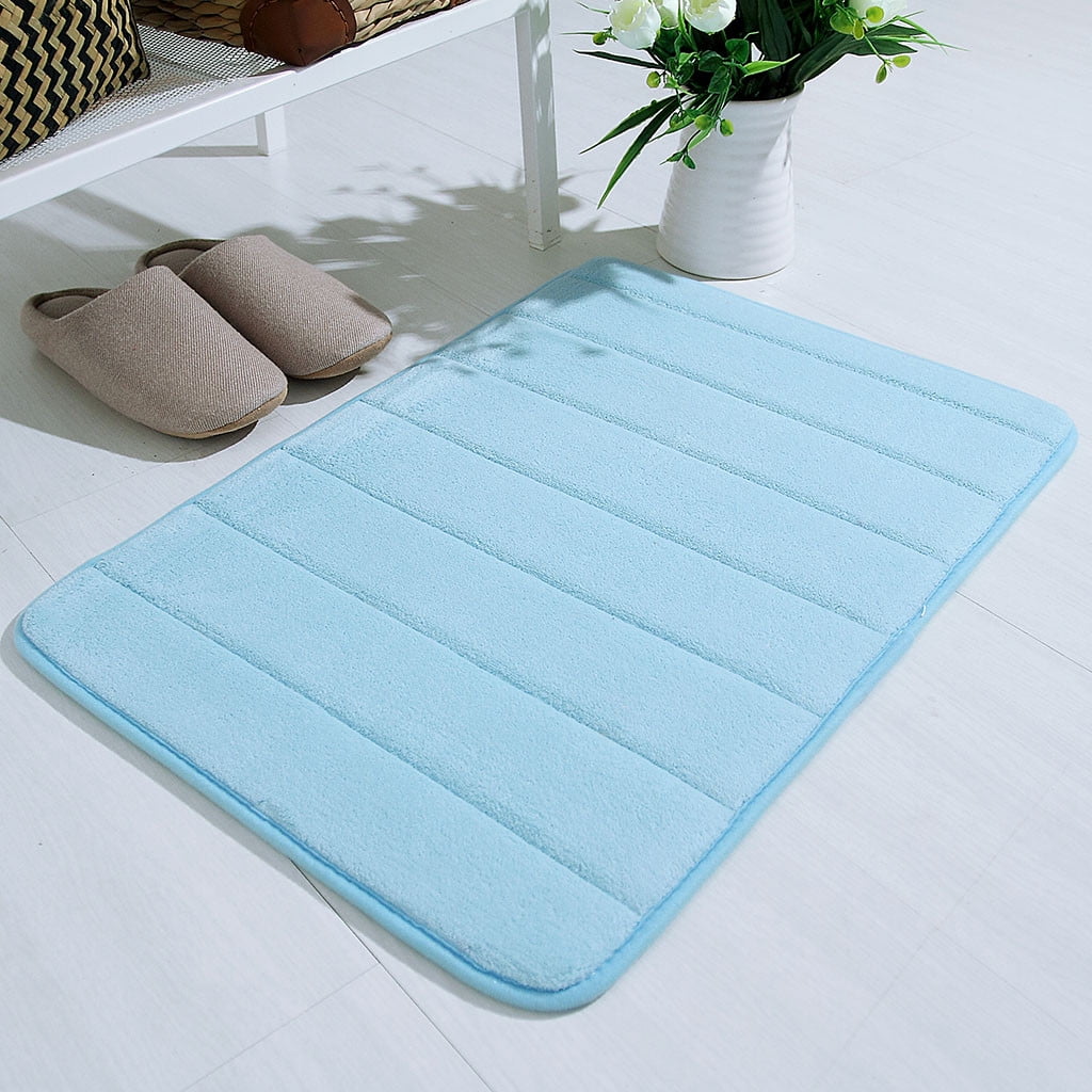 Bathroom Rugs - Ultra Absorbent Non-Slip Floor Bath Mat, Super Soft Shower Mat for Bath Tub, Machine Washable 16 × 24" (Brown) #A-Light blue — image 4