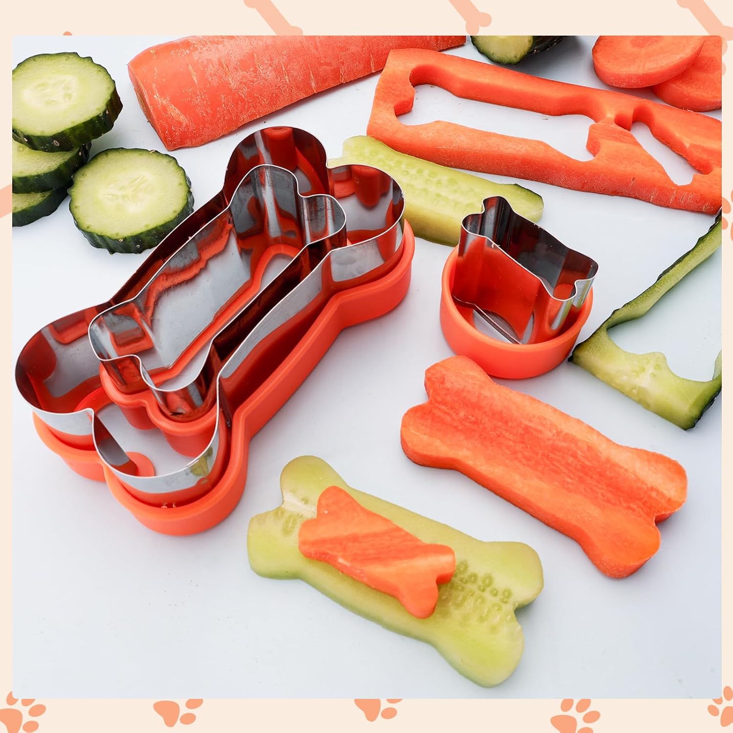 Dog Cookie Cutters Set 3 Piece -3 Different Sizes Of Dog, Bone, and Paw Print Cookie Mold Dog Bone Cutters Stainless Steel Shaped Cutters for Homemade — image 3