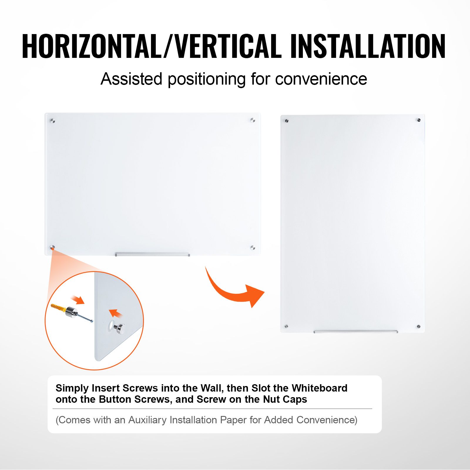 Magnetic Glass Whiteboard, Dry Erase Board 36"x24", Wall-Mounted Large White Glassboard Frameless, with Marker Tray, an Eraser and 2 Markers, White โ image 5