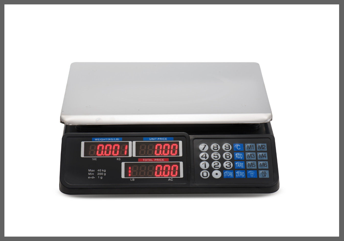 Digital Kitchen Scale 40kg 1g Increment Electronic Black โ image 3