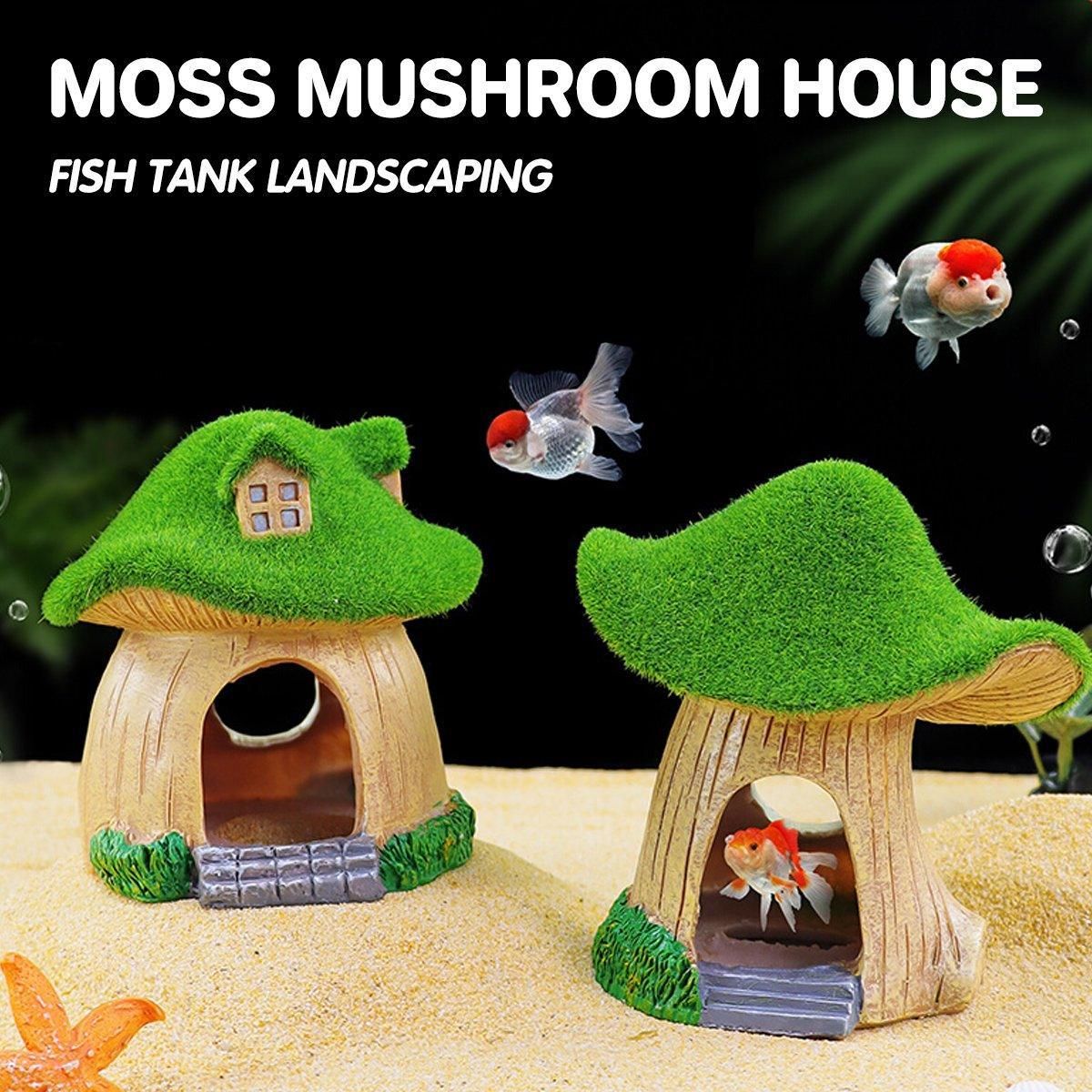 Aquarium Moss Mushroom House Aquascape Crafts Fish Shrimp Hiding Decoration - House With Window โ image 2