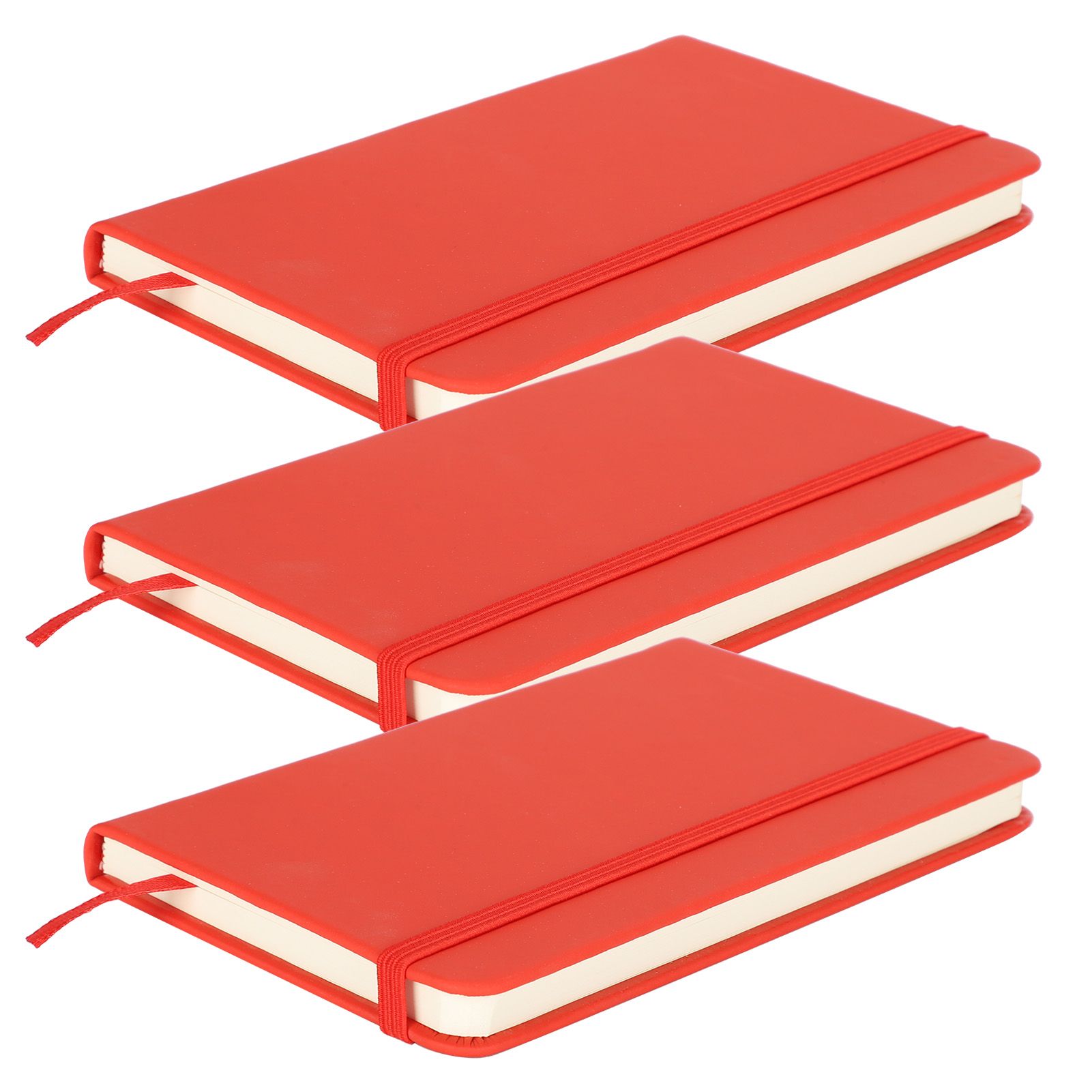 3Pcs PU A6 Business Notepad Hardcover Strap Notebook Diary Stationery Office School SuppliesRed — image 2