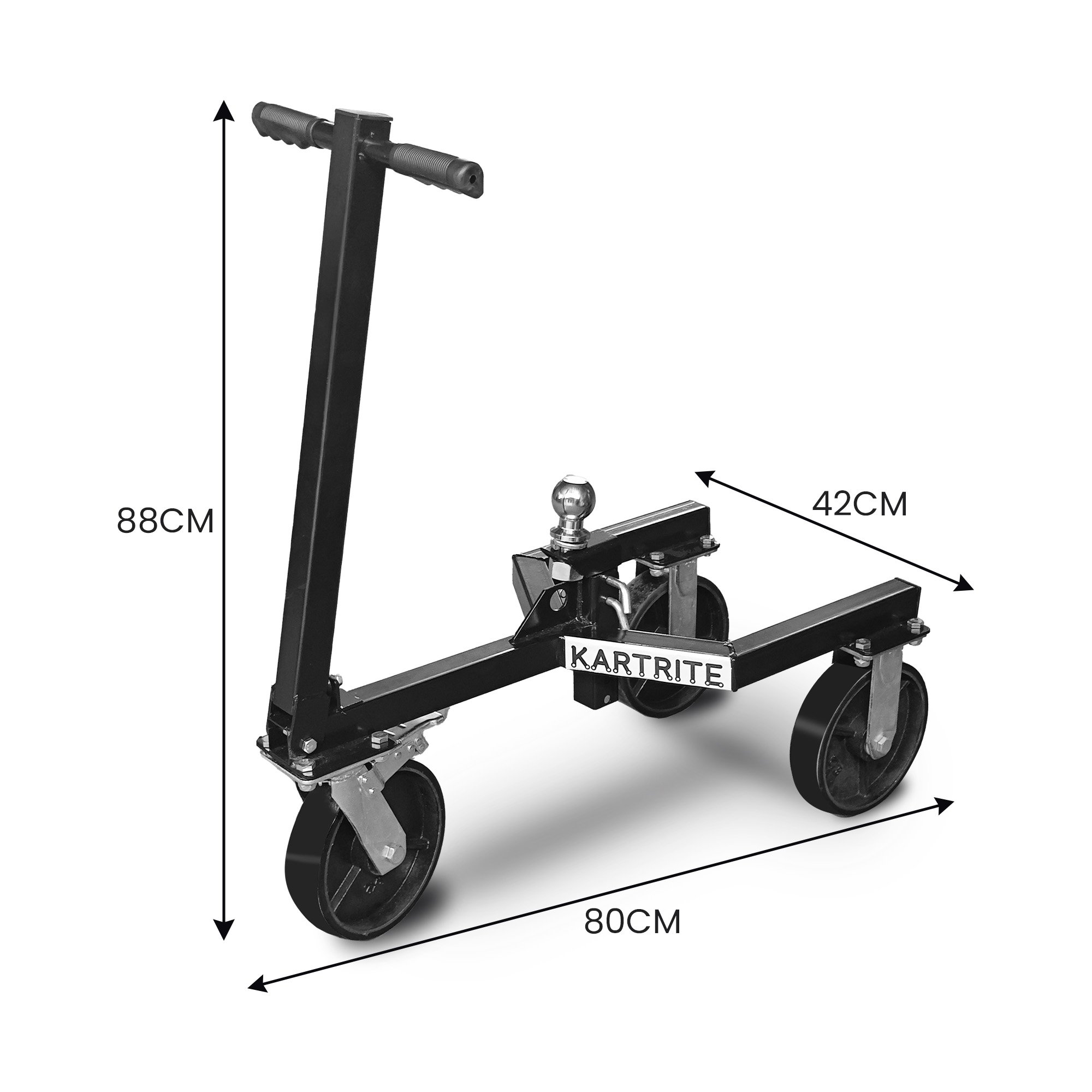 Kartrite Trailer Dolly Adjustable 2in Hitch Ball 1500kg Tongue Weight Capacity w/8in Swivel Wheels Steel Trailer Mover โ image 3