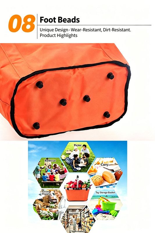 Foldable Picnic Basket Aluminum Frame Waterproof 600D Oxford Purple โ image 5